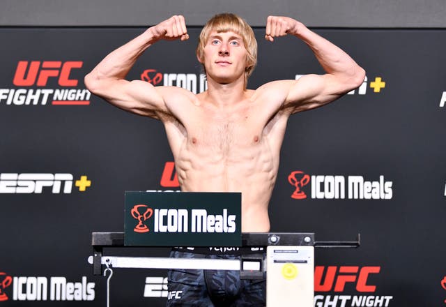 <p>Paddy Pimblett weighs in ahead of his UFC debut in 2021 </p>