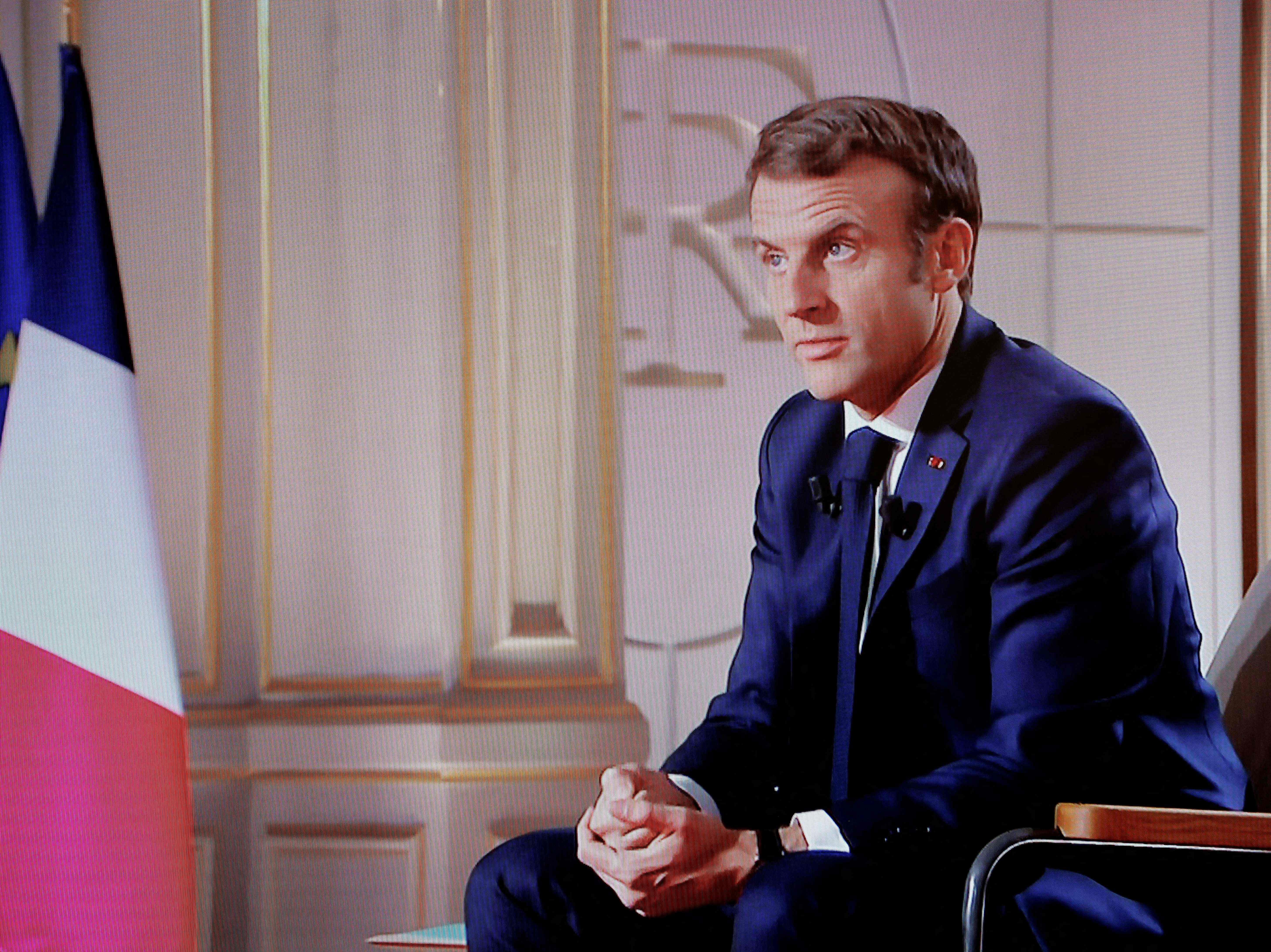 Emmanuel Macron during a TV interview last month