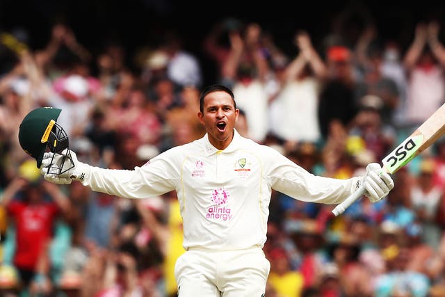 Usman Khawaja cashed in on a dropped catch to make a comeback century on day two of the fourth Ashes Test, leaving England scrapping to stay in the fight at Sydney (Jason O’Brien/PA)