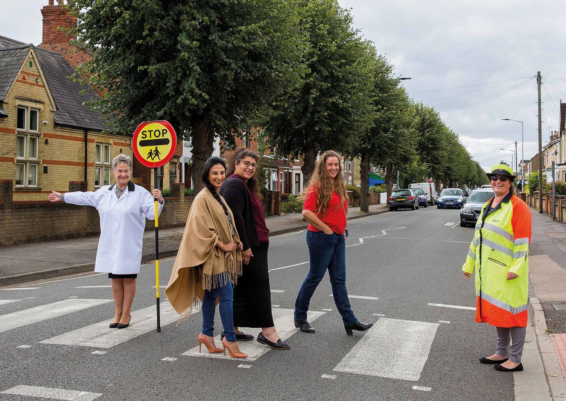 All four reunited in 2020 with the help of new lollipop lady Tracy Hutchings