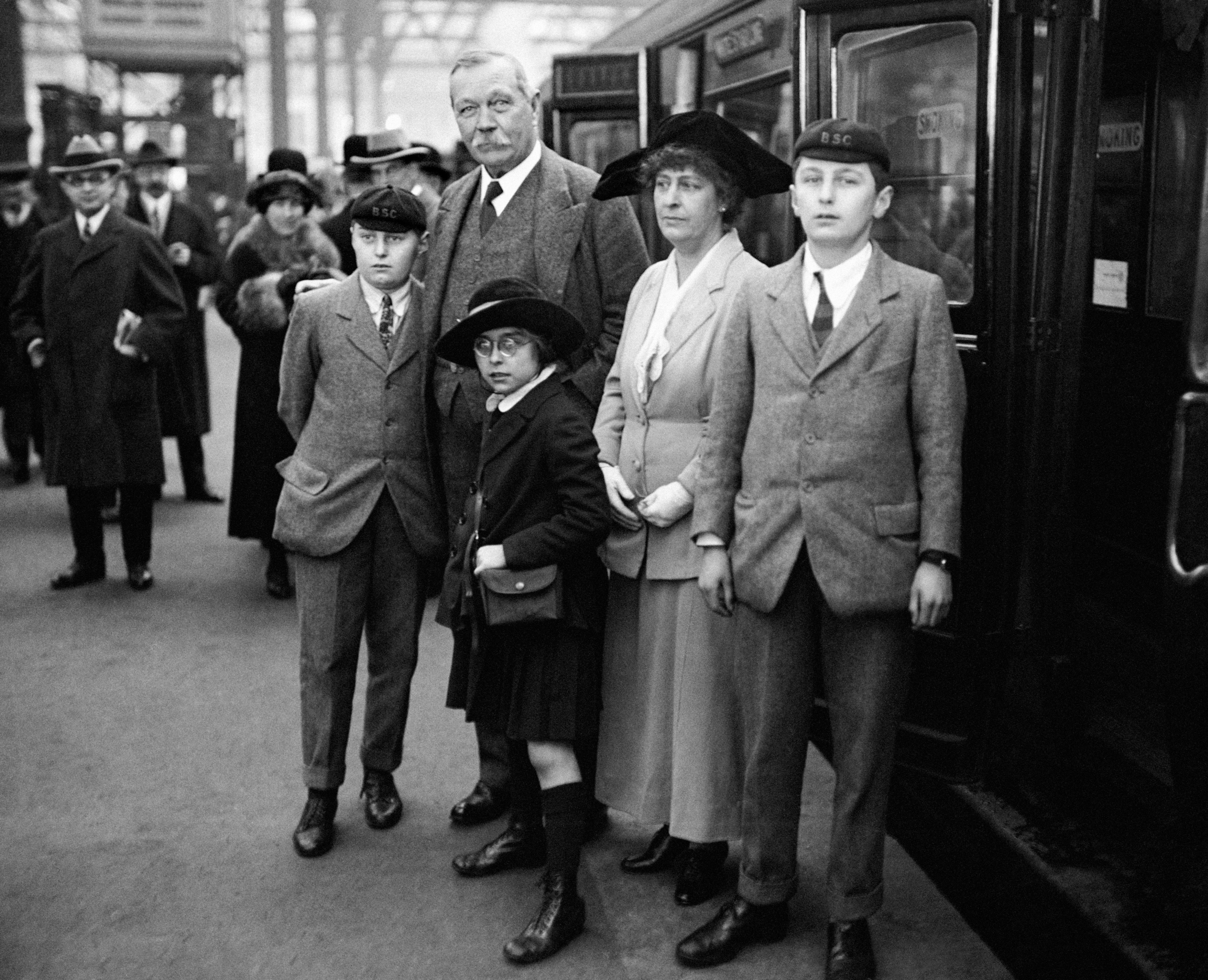 Sir Arthur Conan Doyle and Lady Jean Conan Doyle, with their children Denis, Malcolm and Jean junior (PA)