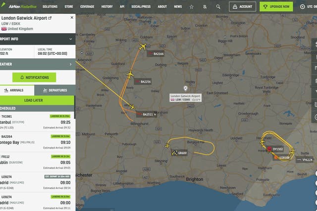 <p>The diverted flights shown on Radarbox</p>