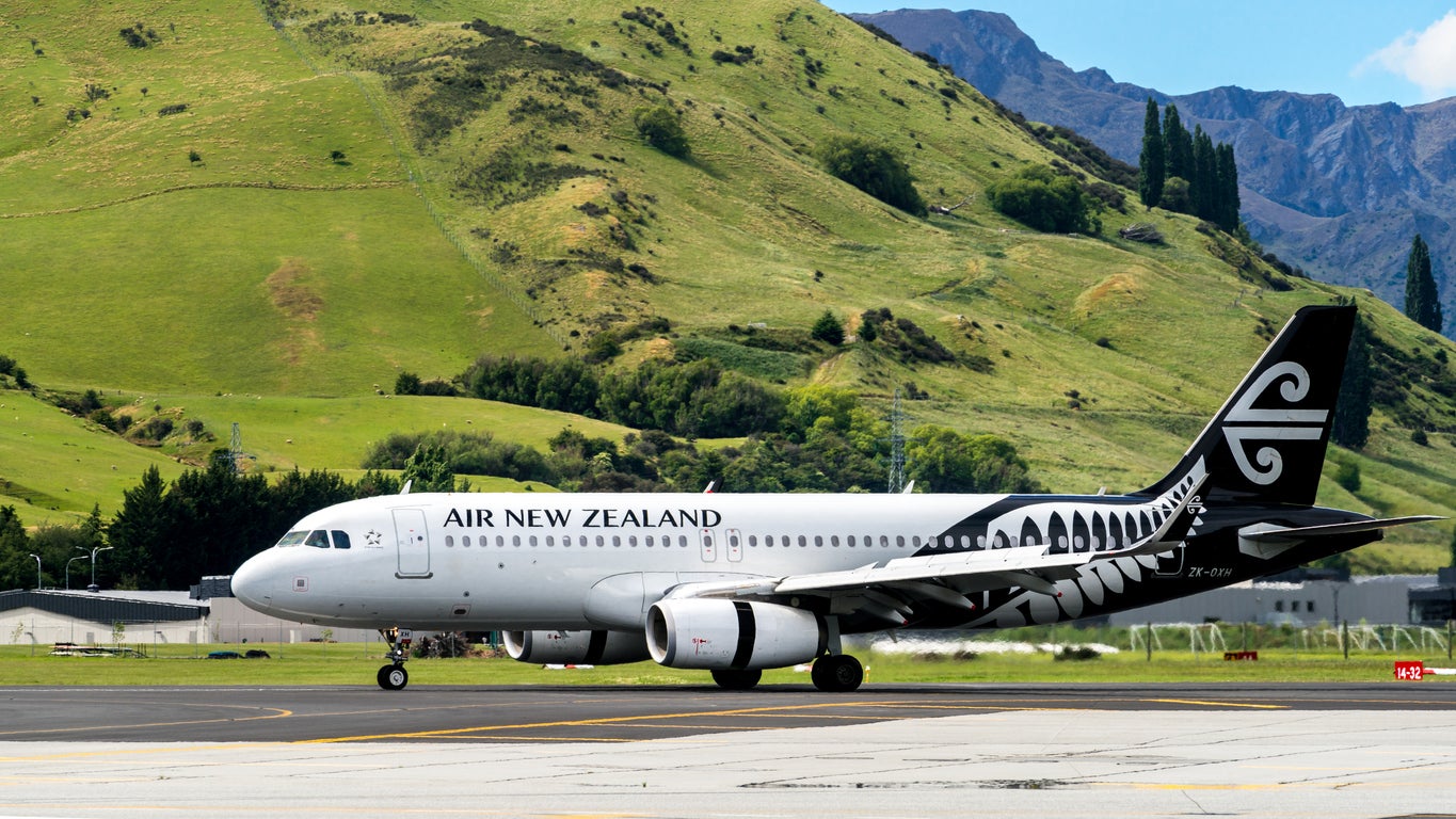 An Air New Zealand plane on the tarmac