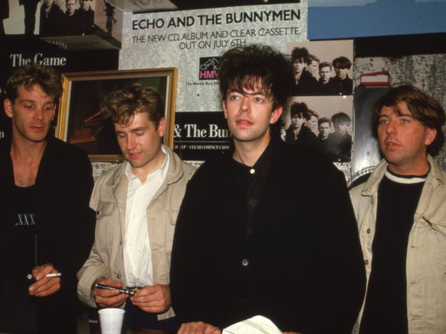 <p>The Bunnymen in 1987 </p>