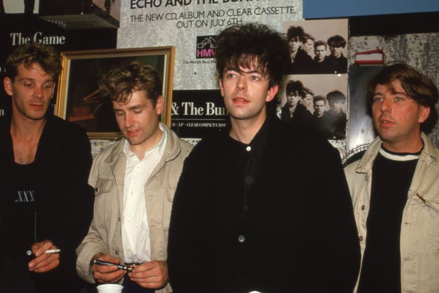 <p>The Bunnymen in 1987 </p>