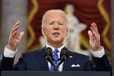 Jan 6 riot news – live: Biden condemns Trump and says Capitol rioters ‘held a dagger at the throat of America’