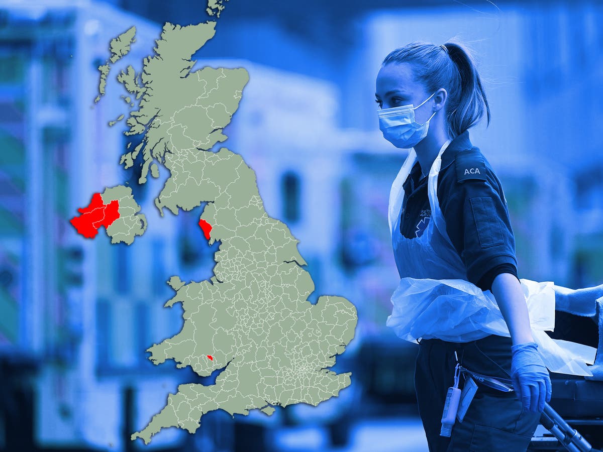 UK Covid hot spots with fastest growing infection rates revealed