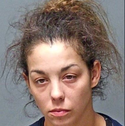 Kayla Montgomery is pictured in her mugshot following her arrest