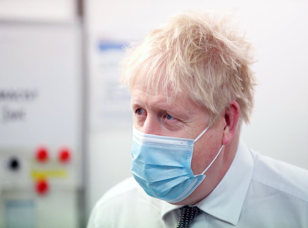 Prime Minister Boris Johnson during a visit to a vaccination centre in Northamptonshire. (Peter Cziborra/Reuters/Pool/PA)