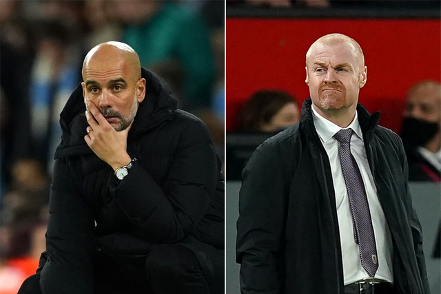 Pep Guardiola (left) and Sean Dyche have tested positive for Covid-19 (Martin Rickett/PA)