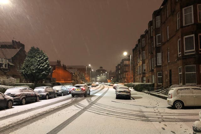 Snow has fallen in Glasgow (PA)