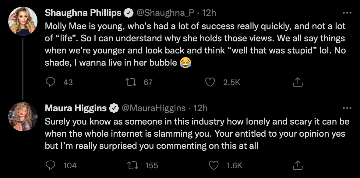 ‘Love Island’ star Maura Higgins called out fellow former contestant Shaughna Phillips