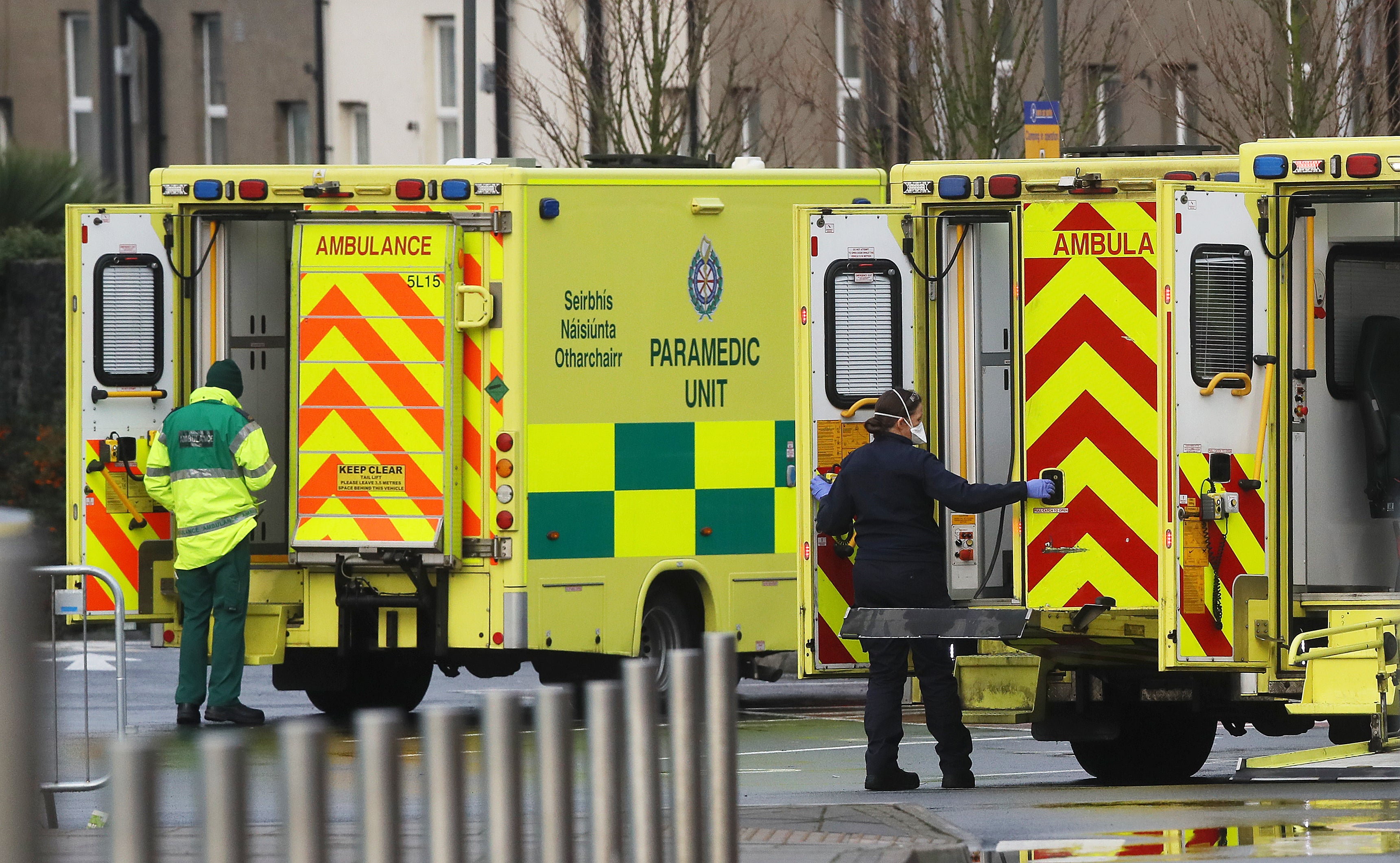 Paramedics and ambulances at the Mater Hospital in Dublin (Brian Lawless/PA)