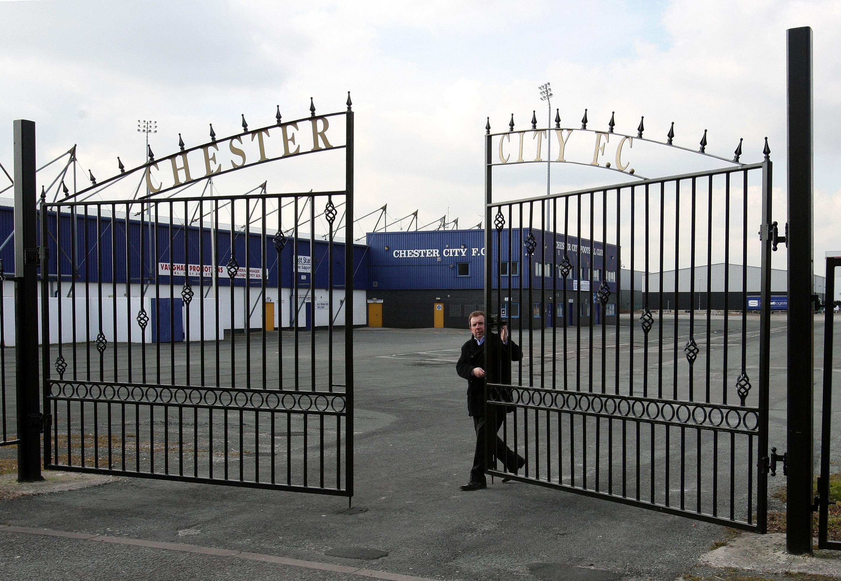 The main entrance to Chester’s stadium is in England (Martin Rickett/PA)