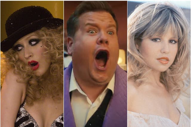 <p>Christina Aguilera in ‘Burlesque’, James Corden in ‘The Prom’ and Pia Zadora in ‘Butterfly'</p>