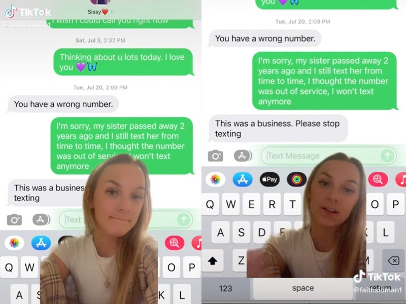 Woman shares message she received from new owner of late sister’s phone number