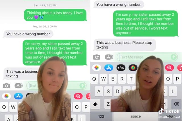 <p>Woman shares message she received from new owner of late sister’s phone number </p>