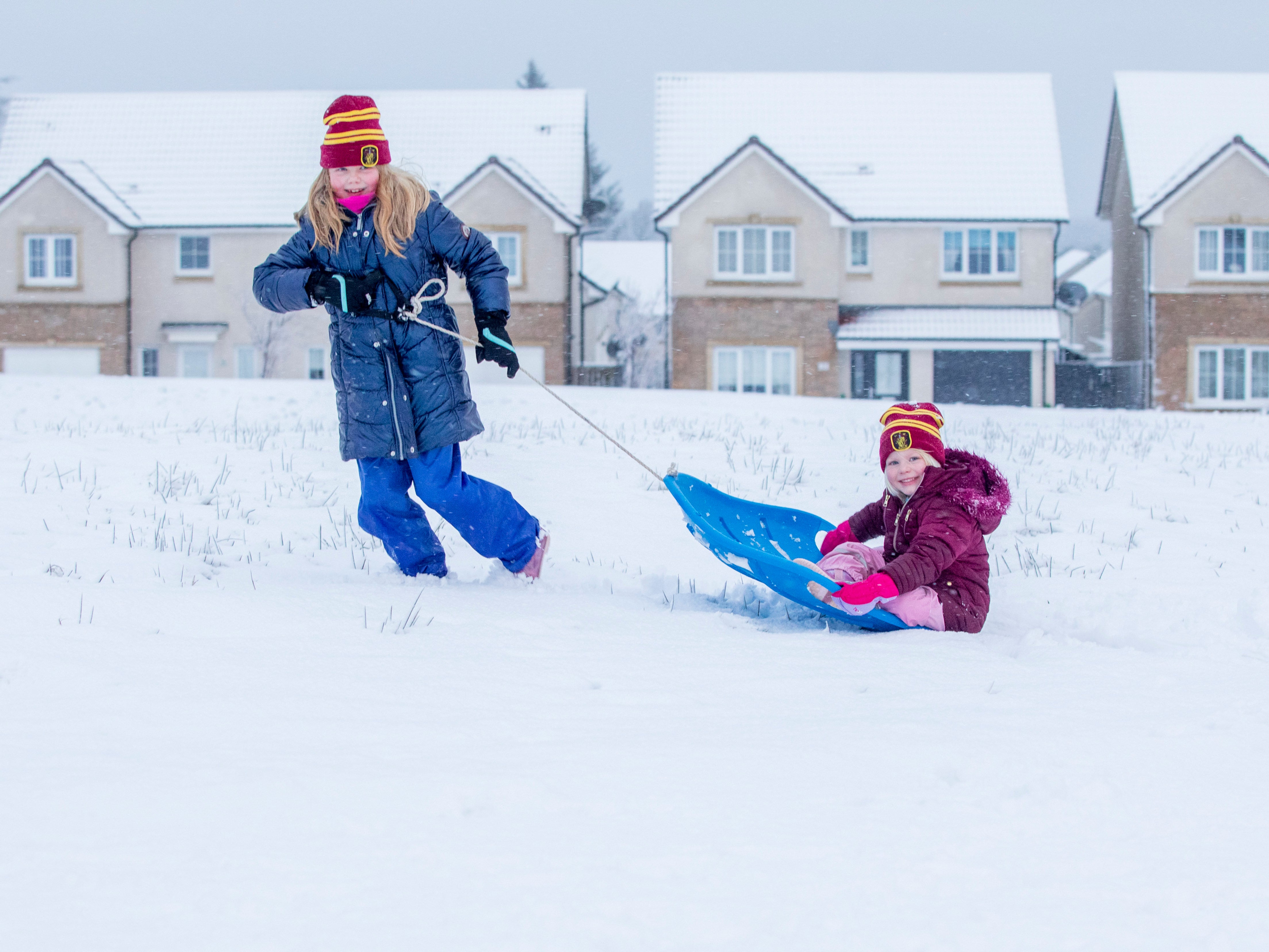 Playing in the snow in West Lothian