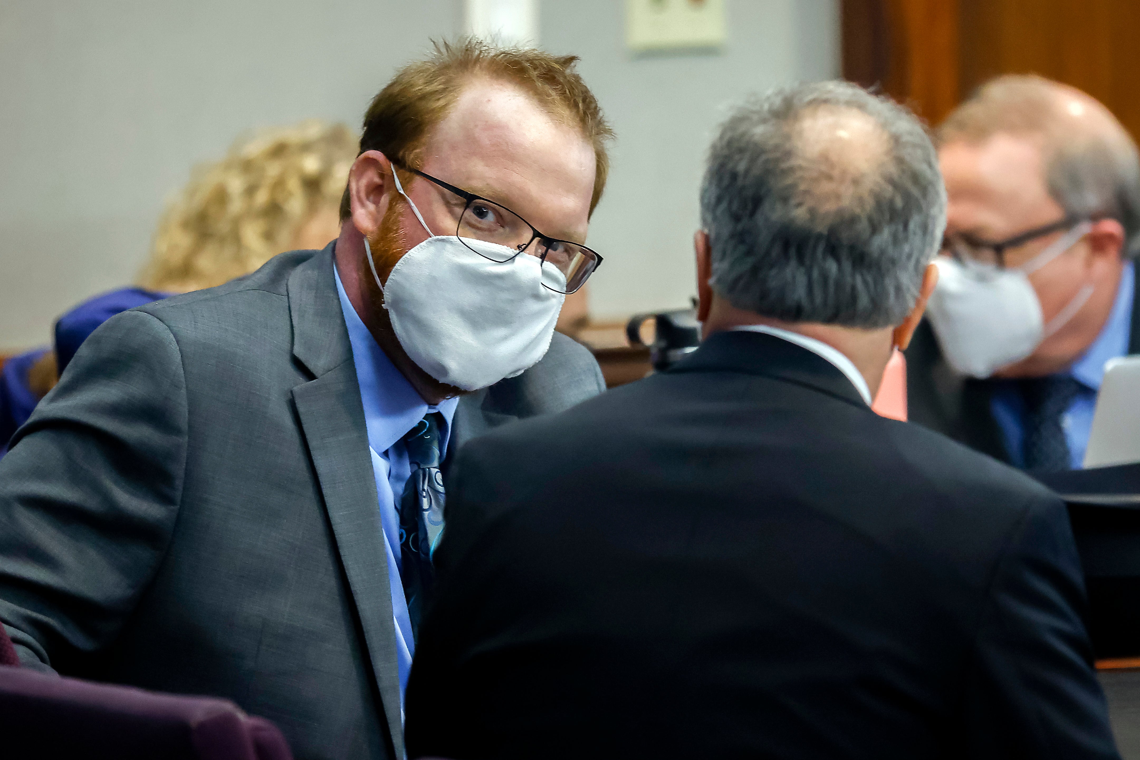 Travis McMichael is seen in court at his sentencing on 7 January 2022