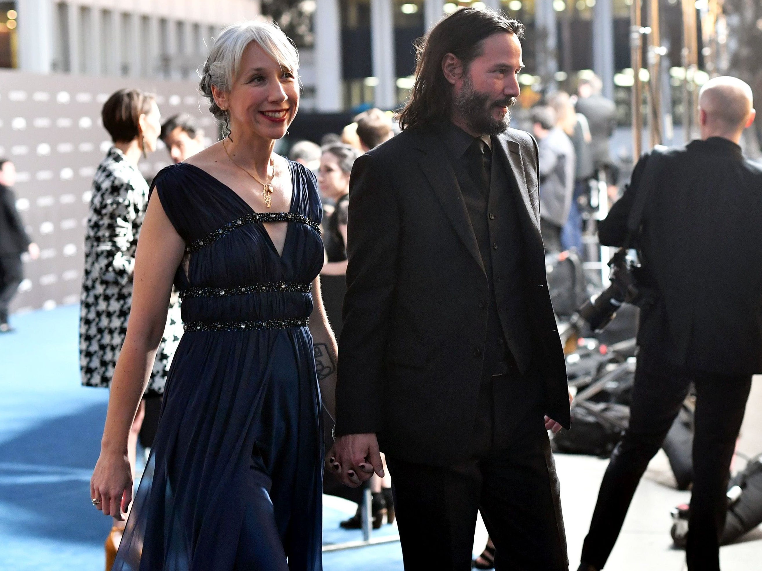 Keanu Reeves and his partner Alexandra Grant on 2 November 2019 at an event in Los Angeles