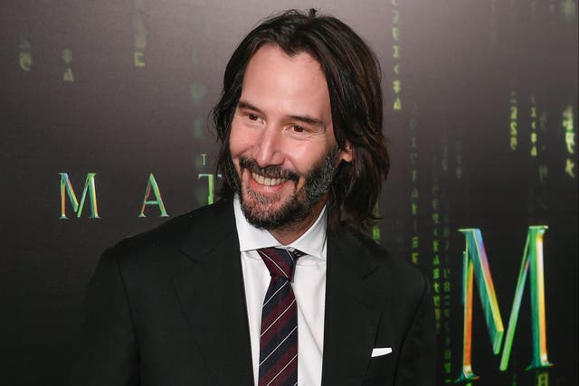 <p>Keanu Reeves on the red carpet for ‘The Matrix Resurrections’ on 18 December 2021 in San Francisco, California</p>