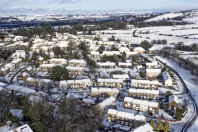 <p>Beith, North Ayrshire, blanketed in snow </p>
