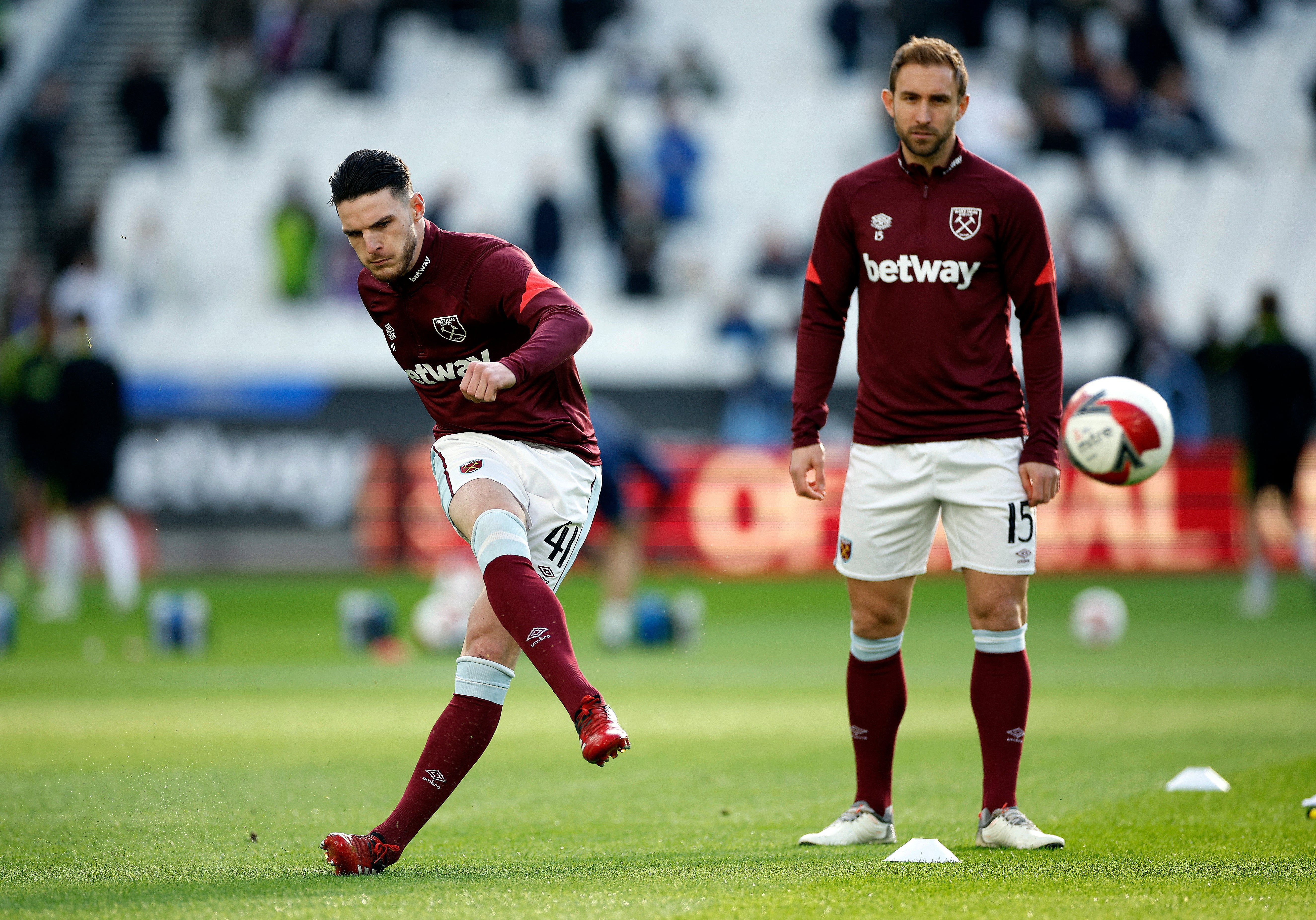 West Ham United's Declan Rice during the warm up