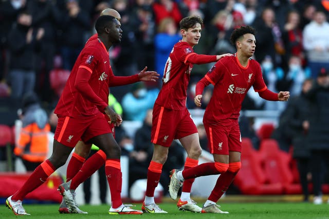 <p>Kaide Gordon pulled Liverpool level after Shrewsbury threatened an upset </p>