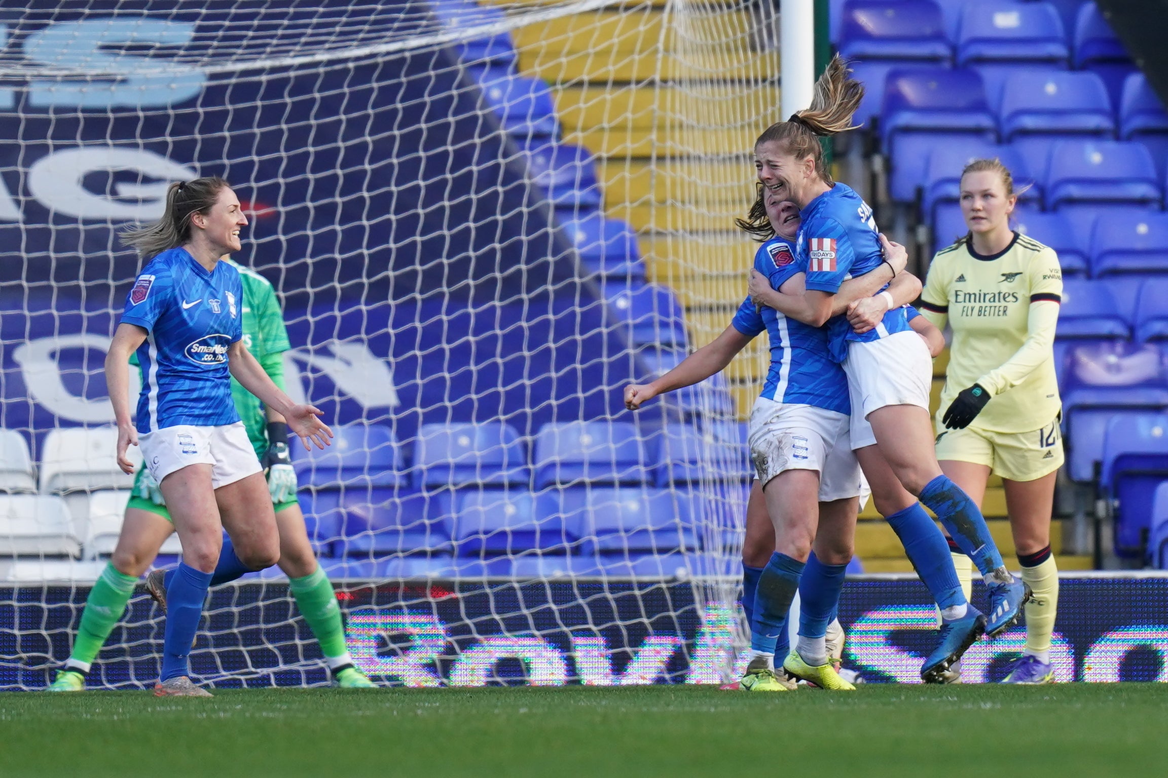 Libby Smith celebrates her third-minute opener for Birmingham