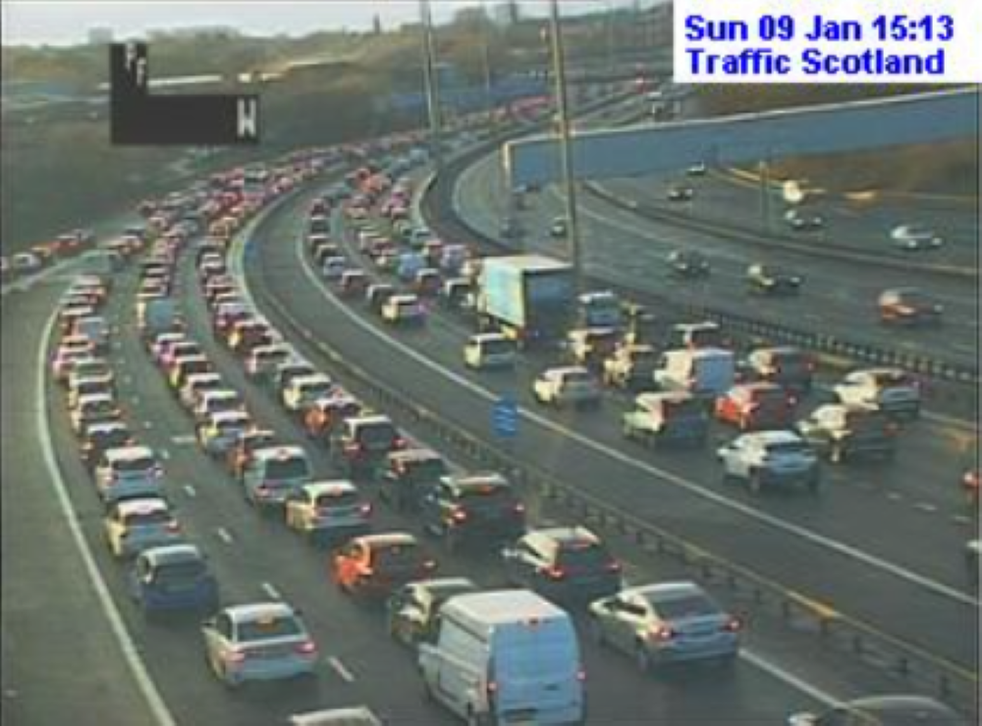 Traffic on the M8 ground to a halt after the crash (Traffic Scotland/PA)