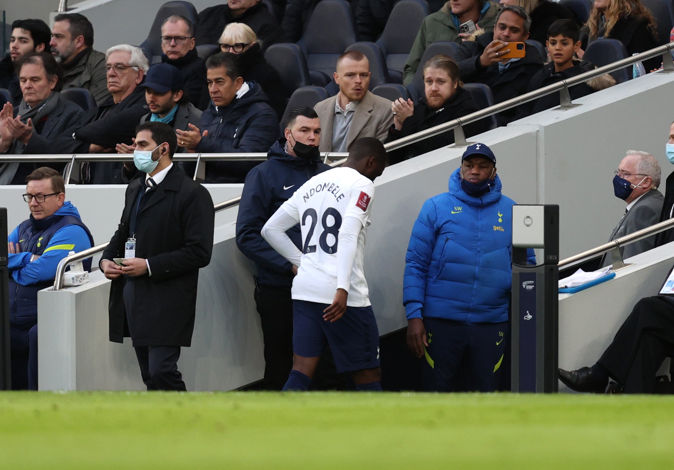 Tanguy Ndombele headed straight down the tunnel after his substitution