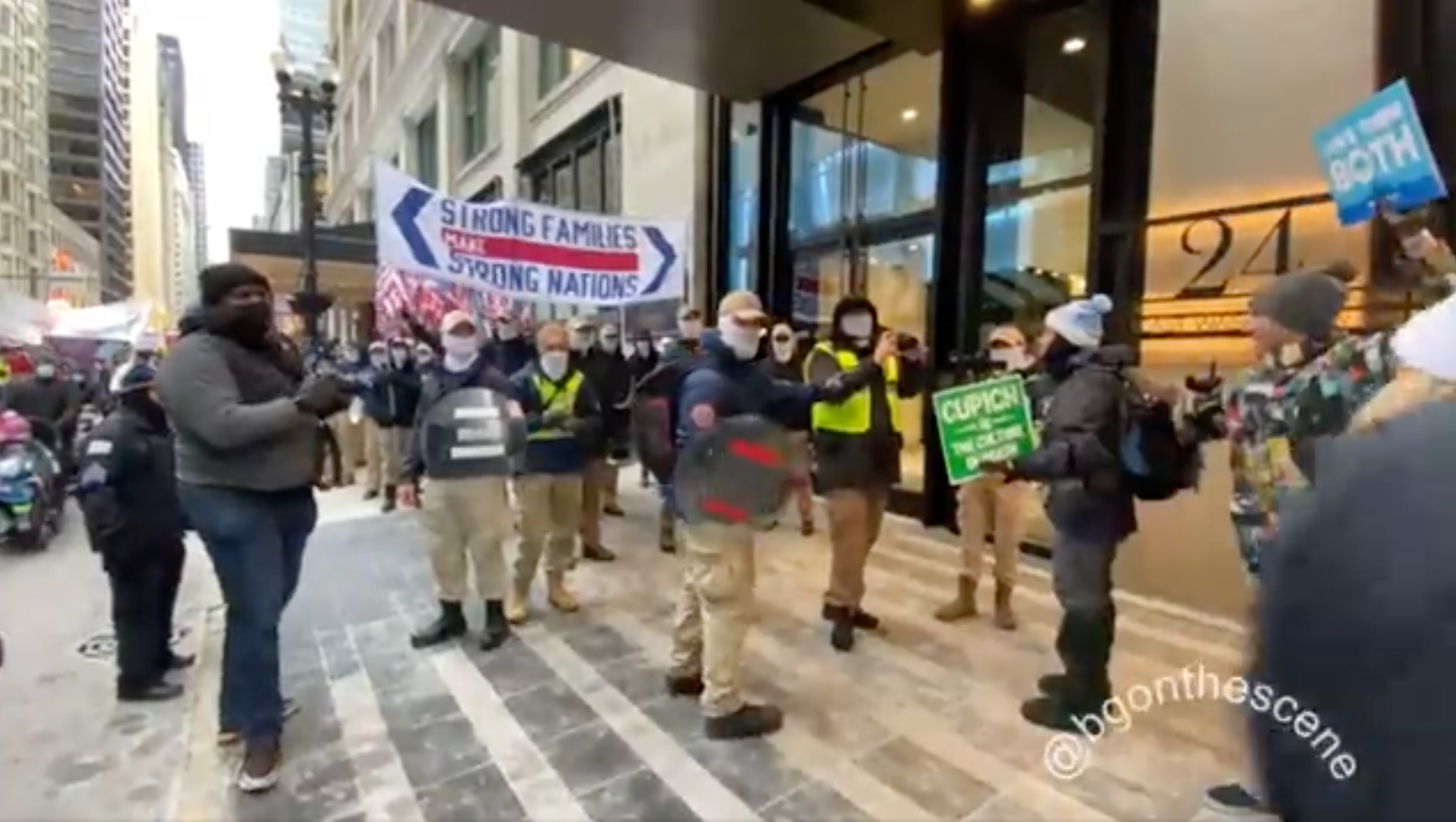 Anti-abortion protesters shouted at members of the white nationalist group Patriot Front in Chicago