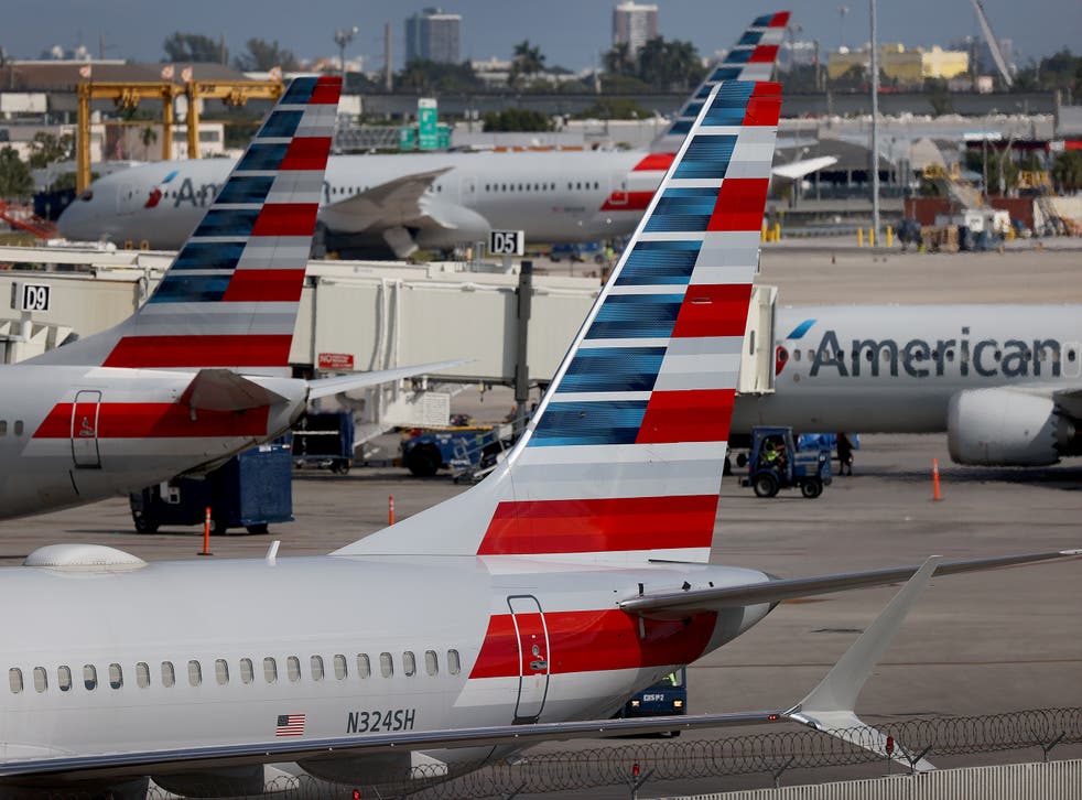<p>File: American Airlines planes parked at their gates in the Miami International Airport on 10 December 2021 in Miami, Florida</p>