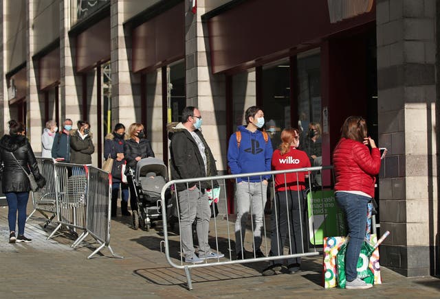 People queuing at Wilko (Danny Lawson/PA)