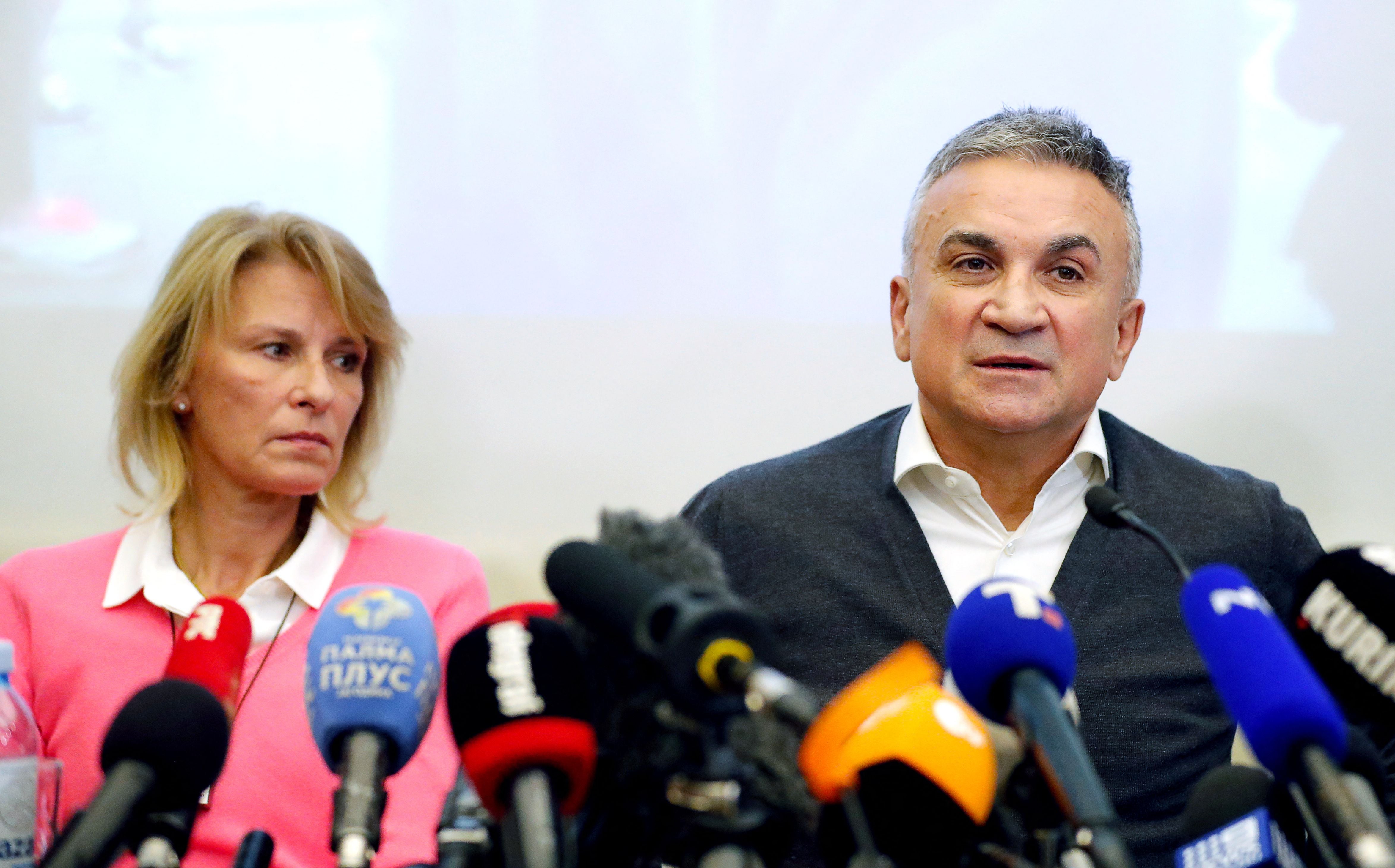 Novak Djokovic’s parents during the press conference