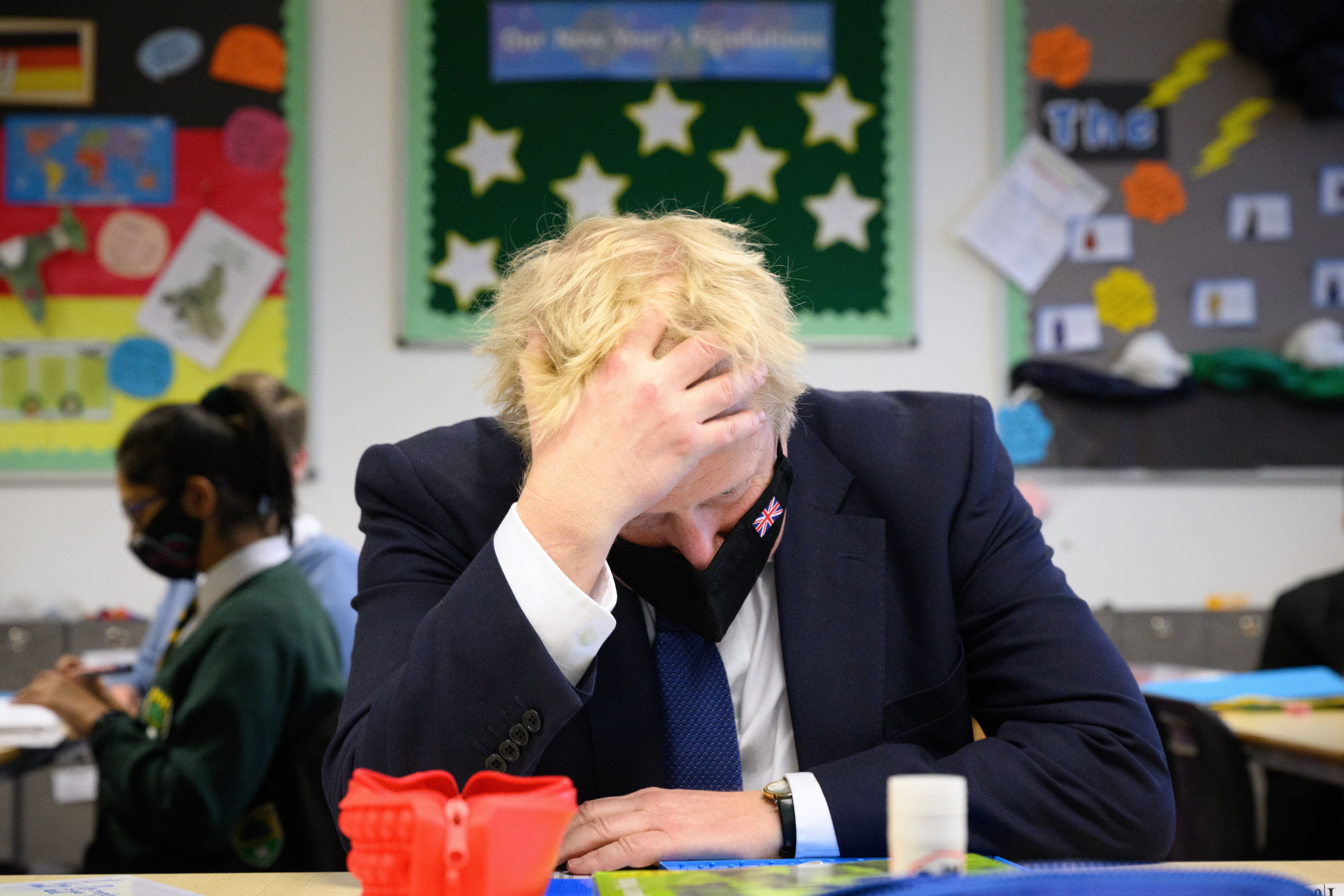 Boris Johnson in a maths class at the Oakwood School in Uxbridge