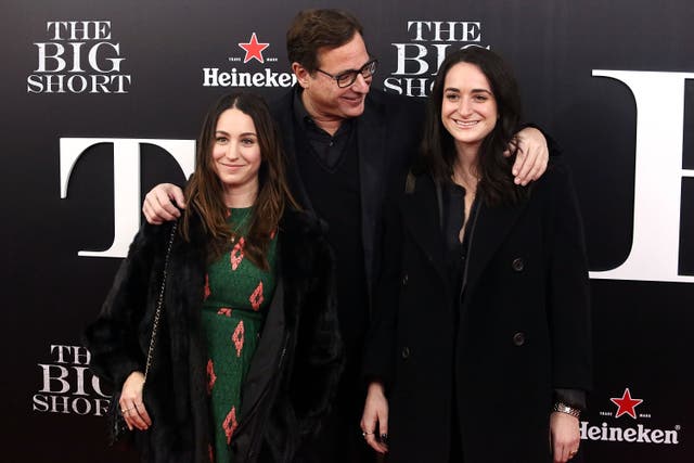 <p>Late comedian Bob Saget with daughters Aubrey (left) and Lara in 2015</p>