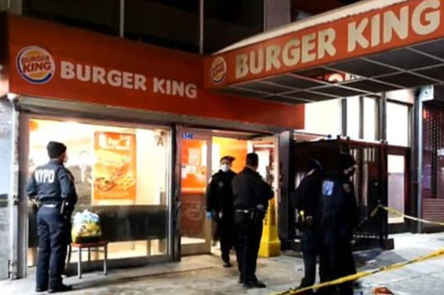 <p>The scene outside the Harlem Burger King</p>