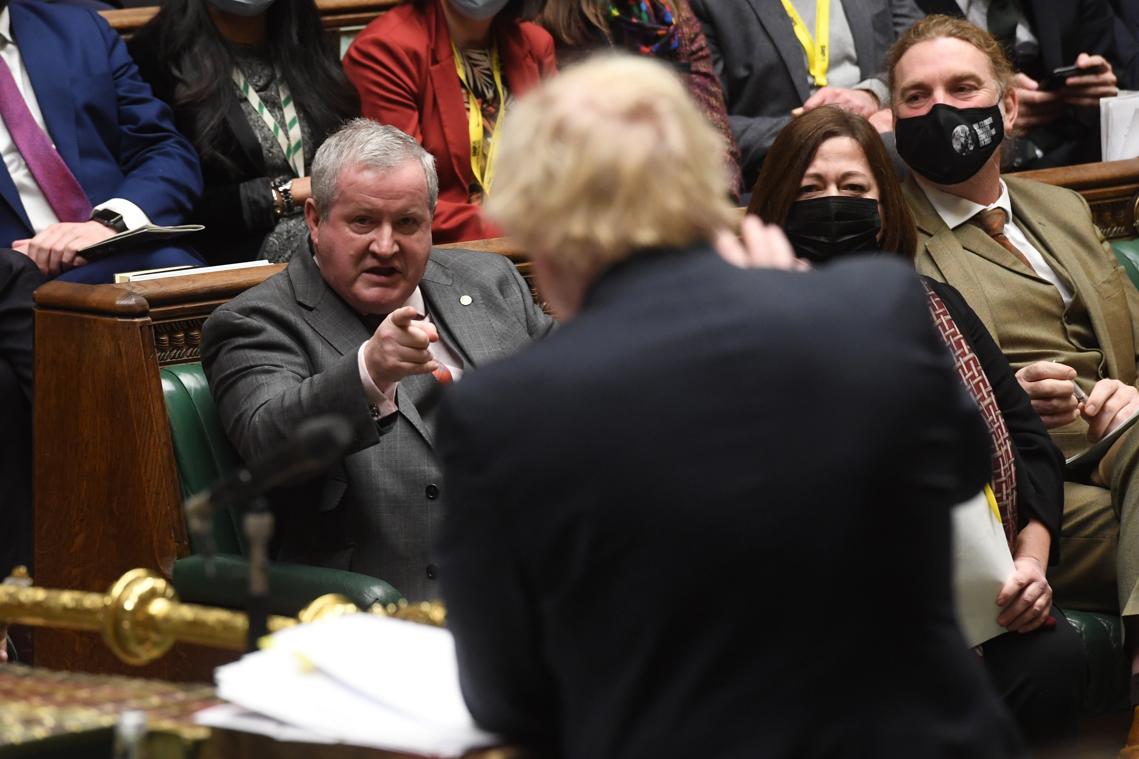 SNP Westminster leader Ian Blackford points at Prime Minister Boris Johnson during Prime Minister’s Questions in the House of Commons, London (UK Parliament/Jessica Taylor)