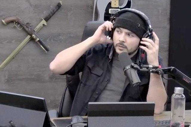 <p>Broadcaster Tim Pool’s home/recording studio is searched by police on 6 January, 2021.</p>