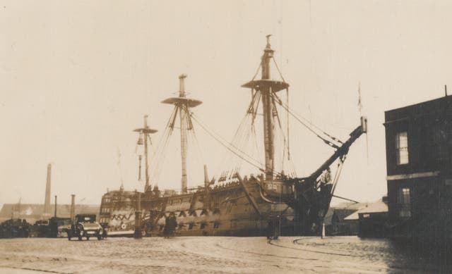 HMS Victory in dry dock c1926 or 1927 (National Museum of the Royal Navy/PA)