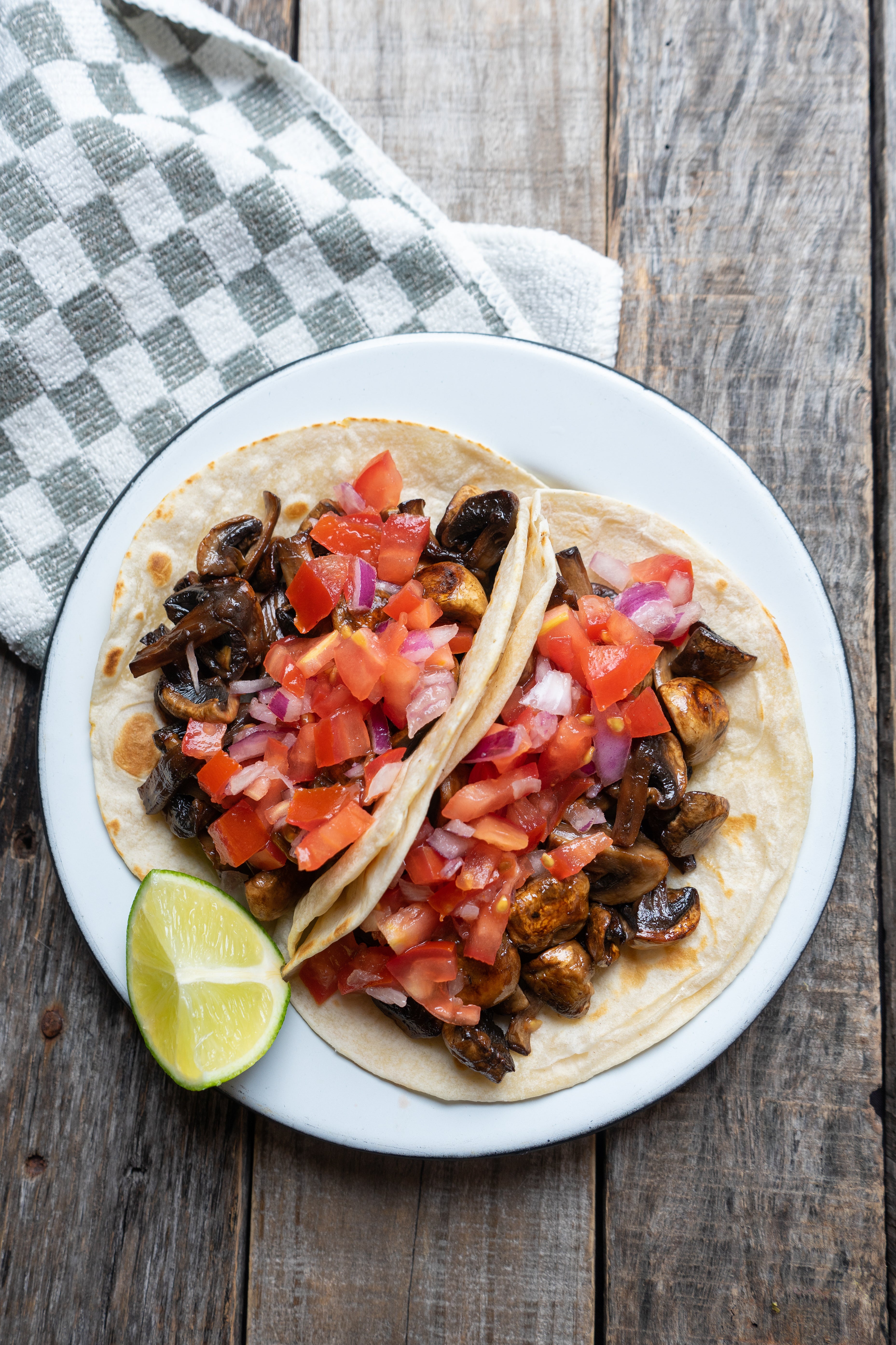 Earthy mushrooms hold their own among a red pepper relish