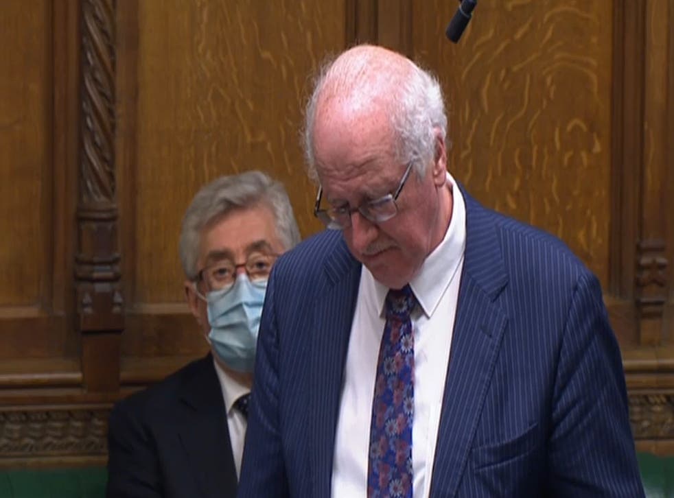 Jim Shannon becomes emotional in the House of Commons (PA)
