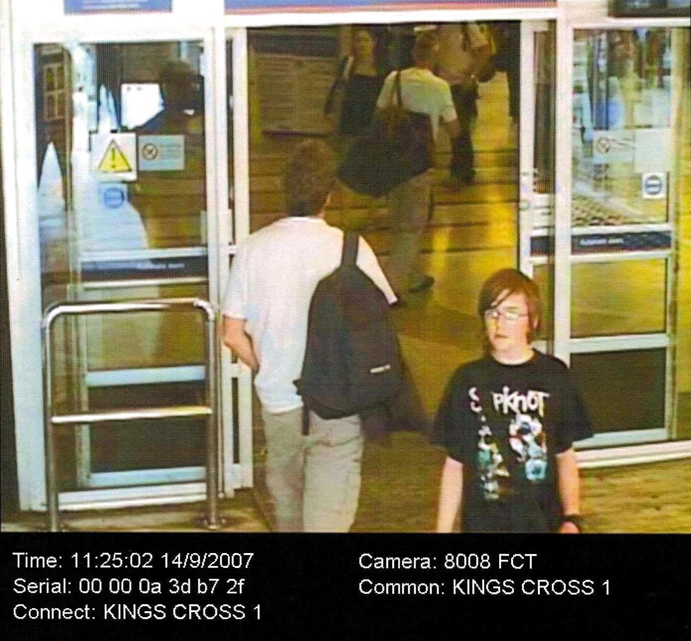 CCTV footage showed 14-year-old Andrew Gosden at Kings Cross Station on September 14 2007. (South Yorkshire Police/PA)