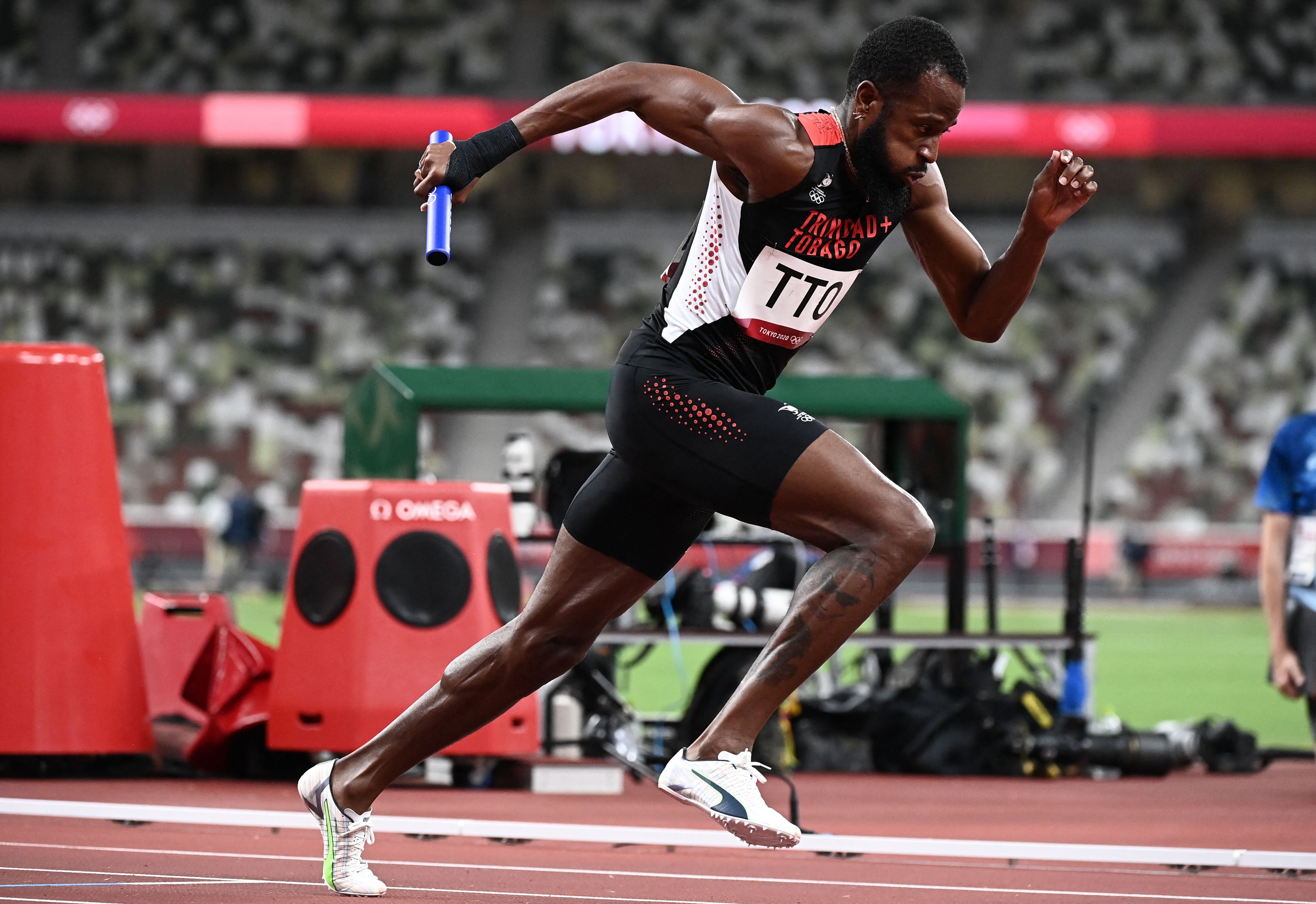 File Trinidad and Tobago's Deon Lendore in the men's 4x400m relay heats during the Tokyo 2020 Olympic Games