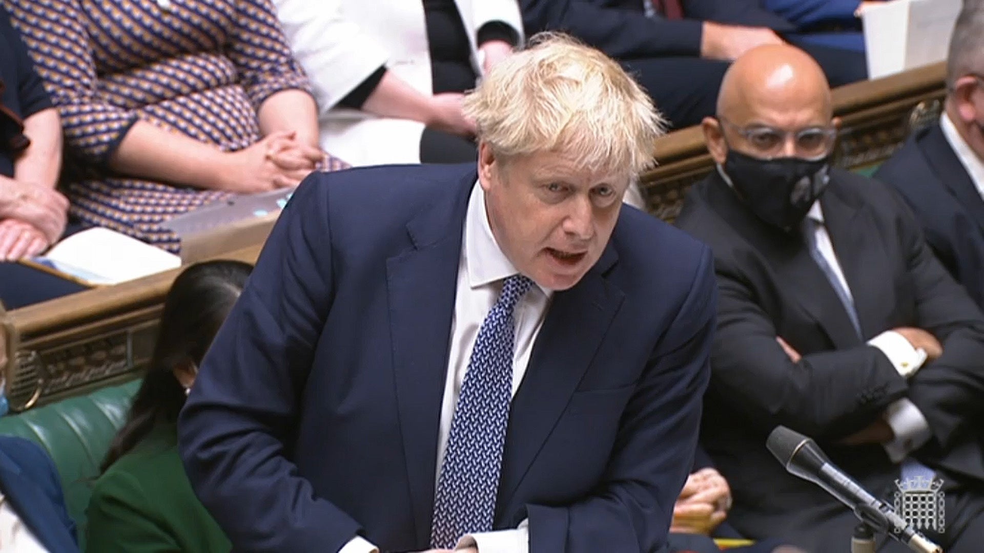 Prime Minister Boris Johnson during speaks during Prime Minister’s Questions (House of Commons/PA)