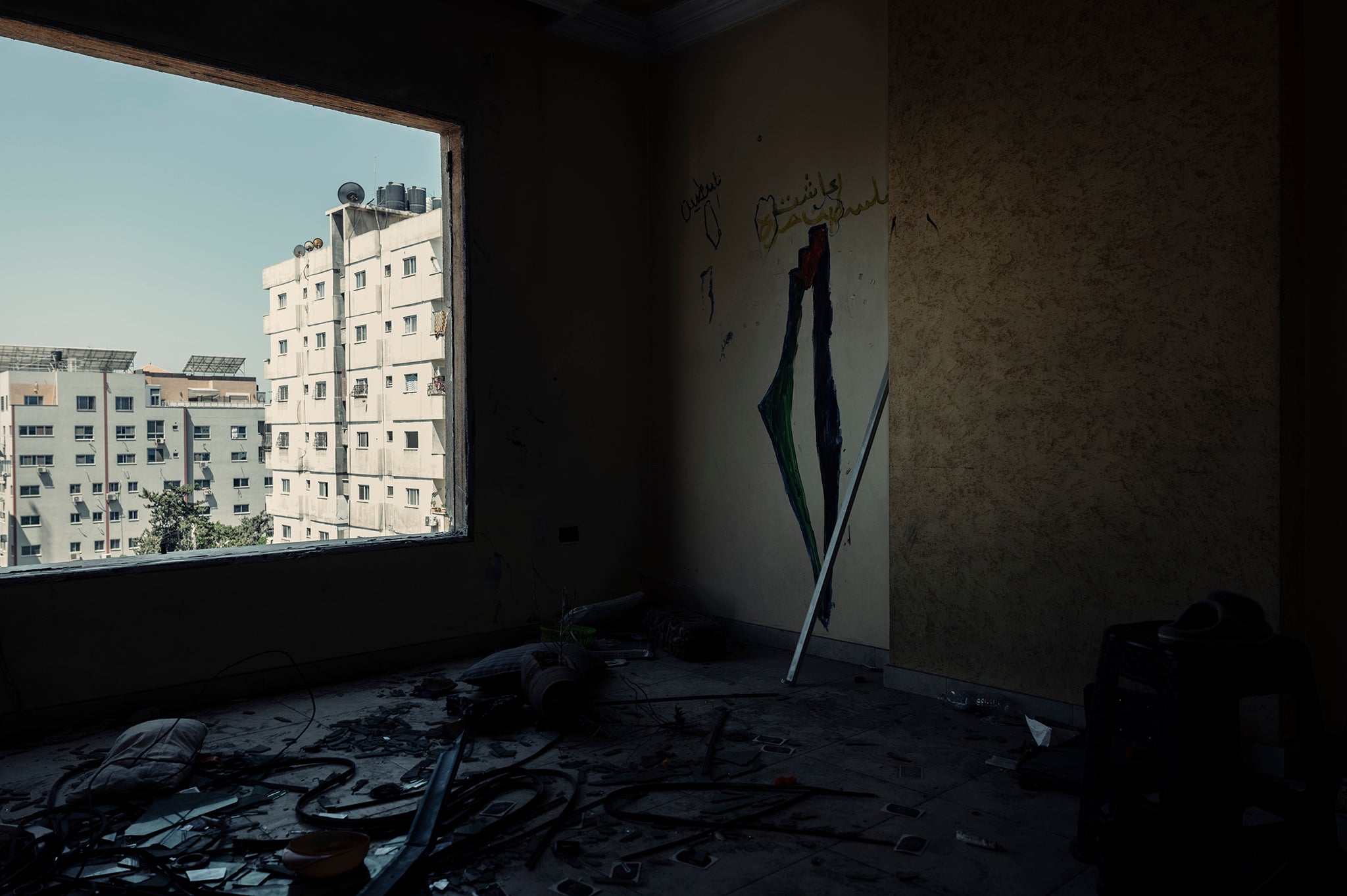 The bedroom of Mohammed, 8, in the destroyed al-Jawhara Tower, Gaza