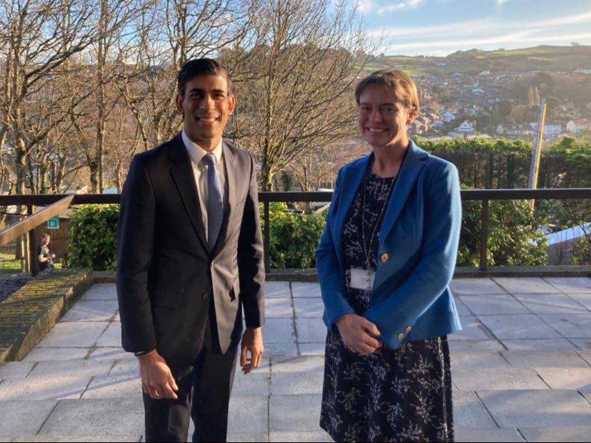Chancellor Rishi Sunak in Devon with Tory MP Selaine Saxby