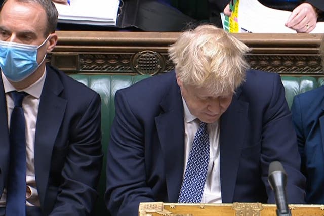 <p>Boris Johnson during Prime Minister’s Questions this week </p>