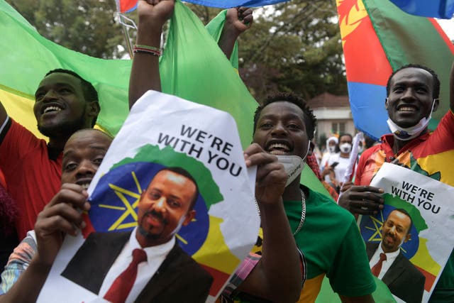 <p>File photo: Ethiopians living in Kenya demonstrate during a protest titled #NoMore outside the Ethiopian Embassy in Nairobi on 19 December 2021</p>